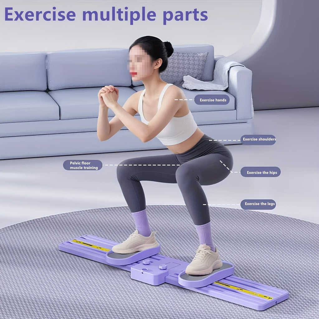 5-in-1 Multifunctional Fitness Board with Handlebar and Sliding Wheels - Purple Polypropylene Core Trainer for Pelvic Floor, Legs, and Buttocks Workouts - Non-Electric Portable Home Fitness Equipment with Anti-Slip Surface - an Ideal Gift for Women'S Pos