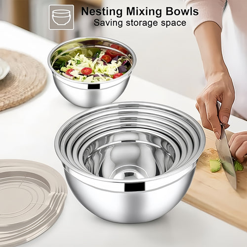 14pcs, Stainless Steel Mixing Bowls with Sealed Lids, Salad Mixing Bowl Set, for Food Storage, Meal Prep, Salad And More, Kitchen Gadgets, Kitchen Accessories