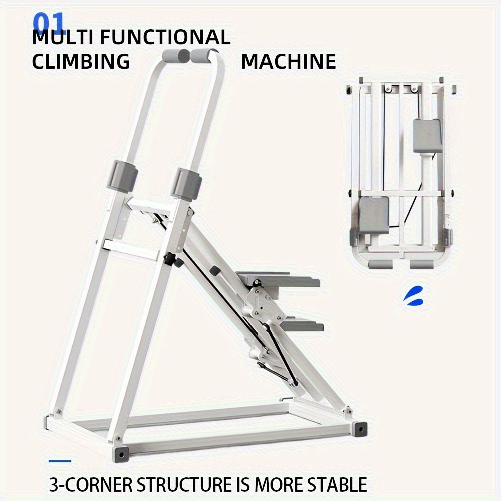 1pc White Minimalist Stair Climber Machine - Adjustable Speed & Step Width, Foldable Space-Saving Design, Low Noise Operation, 3-Corner Stable Structure for Full-Body Workout - Indoor Home Gym Equipment, Stair Climber Exercise Machine, Modern Fitness Gea