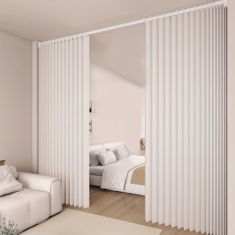 2D Door Curtain, Easy-to-install non-punch magnetic folding curtain door partition curtain, weighing 220 grams, with metal hook. The eye of the curtain is made of 304 stainless steel material and is and dustproof. It is suitable for living room, bedroom,