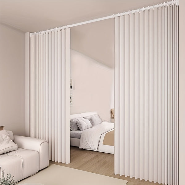 2D Door Curtain, Easy-to-install non-punch magnetic folding curtain door partition curtain, weighing 220 grams, with metal hook. The eye of the curtain is made of 304 stainless steel material and is and dustproof. It is suitable for living room, bedroom,