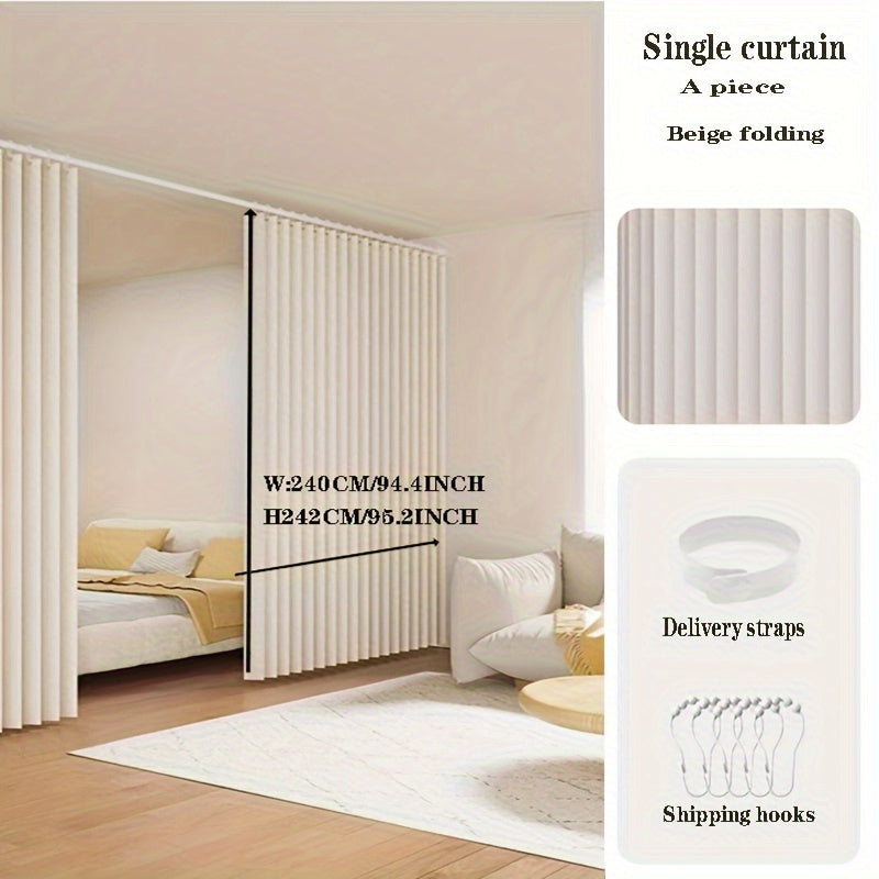 2D Door Curtain, Easy-to-install non-punch magnetic folding curtain door partition curtain, weighing 220 grams, with metal hook. The eye of the curtain is made of 304 stainless steel material and is and dustproof. It is suitable for living room, bedroom,