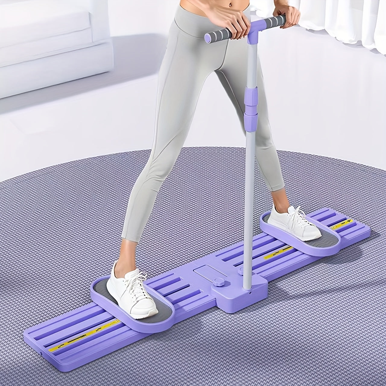 5-in-1 Multifunctional Fitness Board with Handlebar and Sliding Wheels - Purple Polypropylene Core Trainer for Pelvic Floor, Legs, and Buttocks Workouts - Non-Electric Portable Home Fitness Equipment with Anti-Slip Surface - an Ideal Gift for Women'S Pos