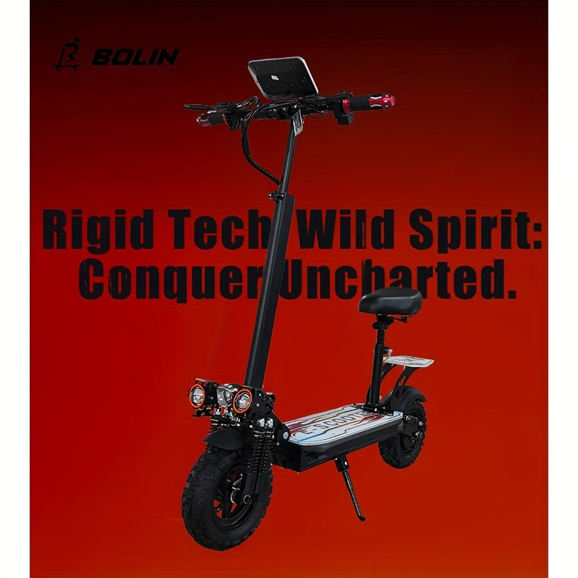 Bolin M6Pro Super Electric Scooter, 1200W Peak Brushless Motor, 65KM Range, Foldable with Seat, 10-inch Tires, Maximum Speed 50KM/H, Front and Rear Dual Disc Brakes, High-Strength Aluminum Alloy Frame, Suitable for Adults and Teenagers