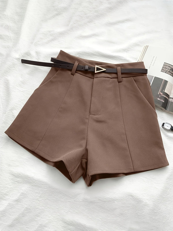 3pcs Women'S Solid Color Casual Shorts with Pockets - Elastic Waistband, Loose Fit, Spring/Summer/Fall Office & Casual Attire, Office Wear Shorts | Casual Style Shorts | Nonstretch Fabric