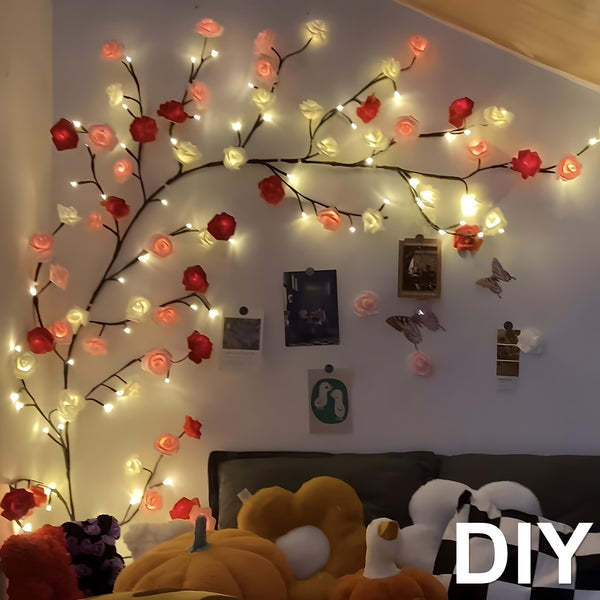 1pc rose cane branch light, romantic DIY gift, warm rose ornament, short video explosion, suitable for living room bedroom, marriage decoration, Valentine's Day Christmas Thanksgiving and other holiday party decoration