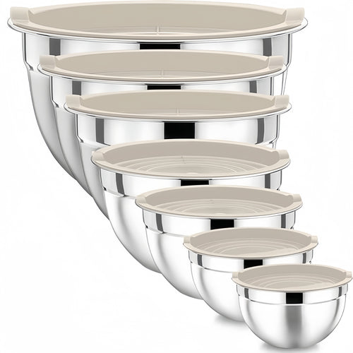 14pcs, Stainless Steel Mixing Bowls with Sealed Lids, Salad Mixing Bowl Set, for Food Storage, Meal Prep, Salad And More, Kitchen Gadgets, Kitchen Accessories